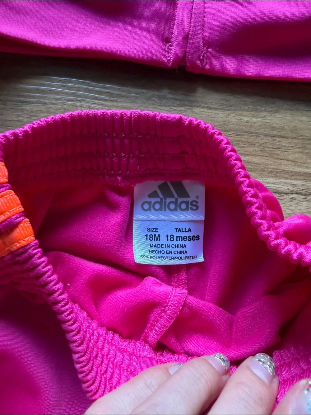 Adidas Toddler 2 Piece Tracksuit Set Pink Orange 18M Three Stripe Jacket Pants